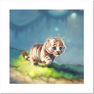 white tiger cub Posters and Art